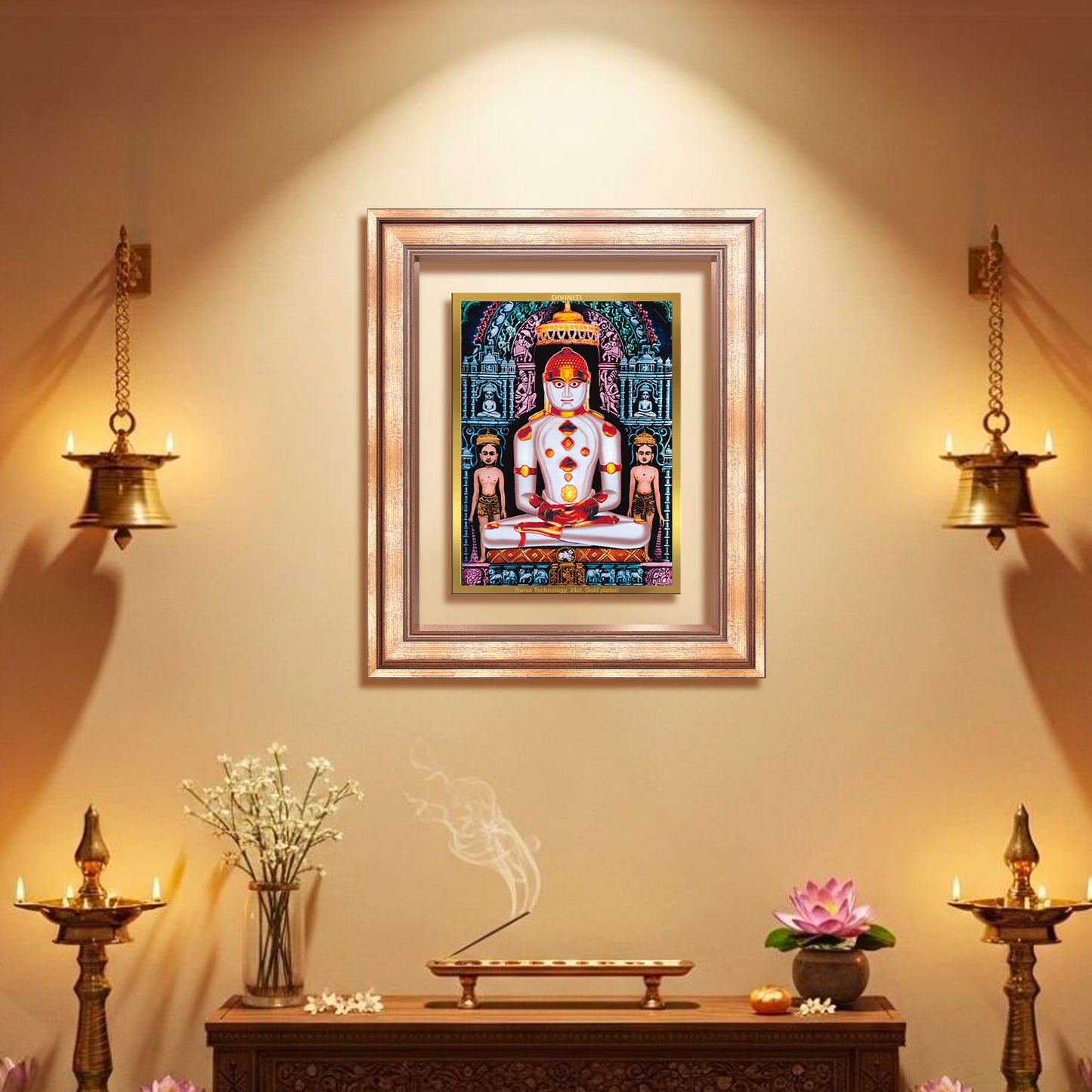 Adinath | Adishwara Tirthankara Rishabhanatha for Wall Mount Photo Frame in 24K Gold Plated Foil