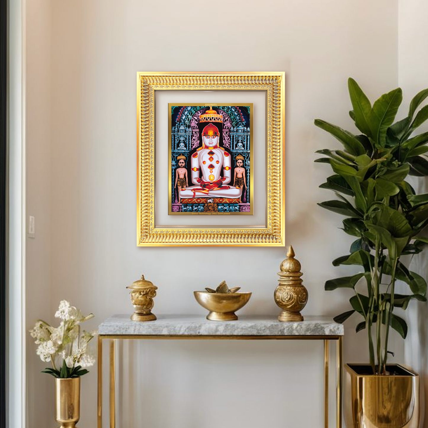 Adinath | Adishwara Tirthankara Rishabhanatha for Wall Mount Photo Frame in 24K Gold Plated Foil