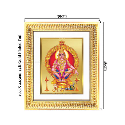 Lord Ayyappan | Hariharan for Wall Mount Photo Frame in 24K Gold Plated Foil