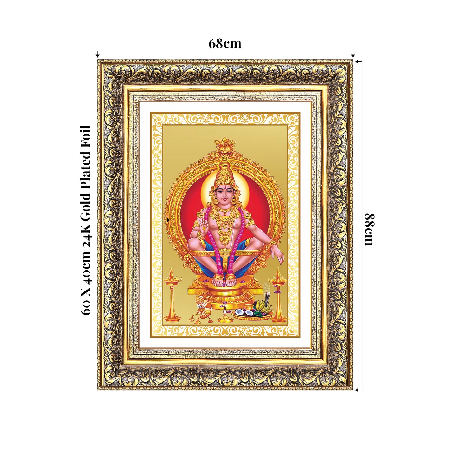 Lord Ayyappan | Hariharan for Wall Mount Photo Frame in 24K Gold Plated Foil