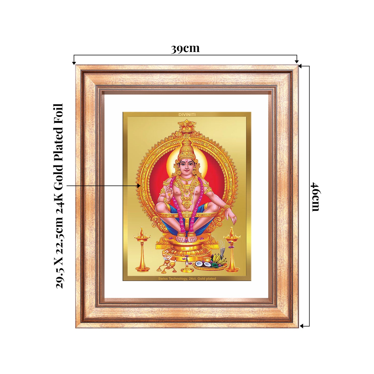 Lord Ayyappan | Hariharan for Wall Mount Photo Frame in 24K Gold Plated Foil