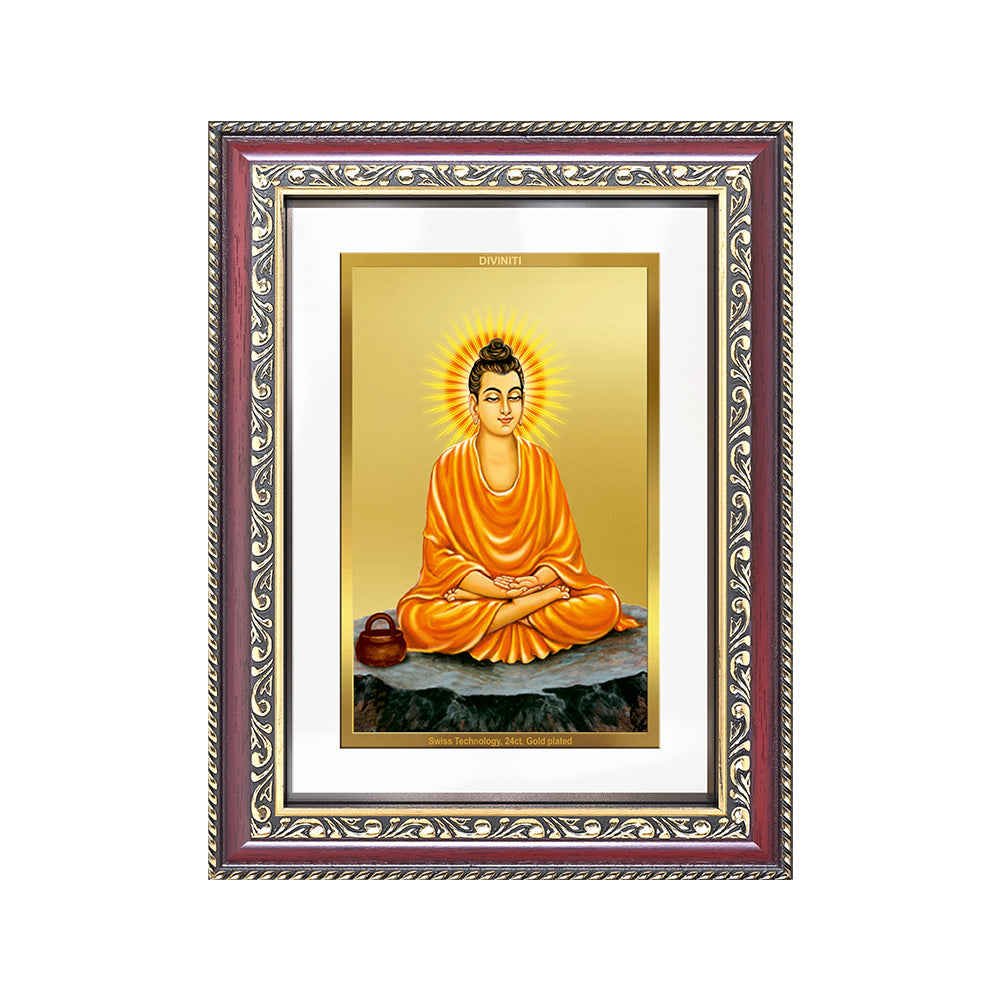 Lord Buddha | Gautam Buddha Wall and Tabletop Photo Frame in 24K Gold Plated Foil