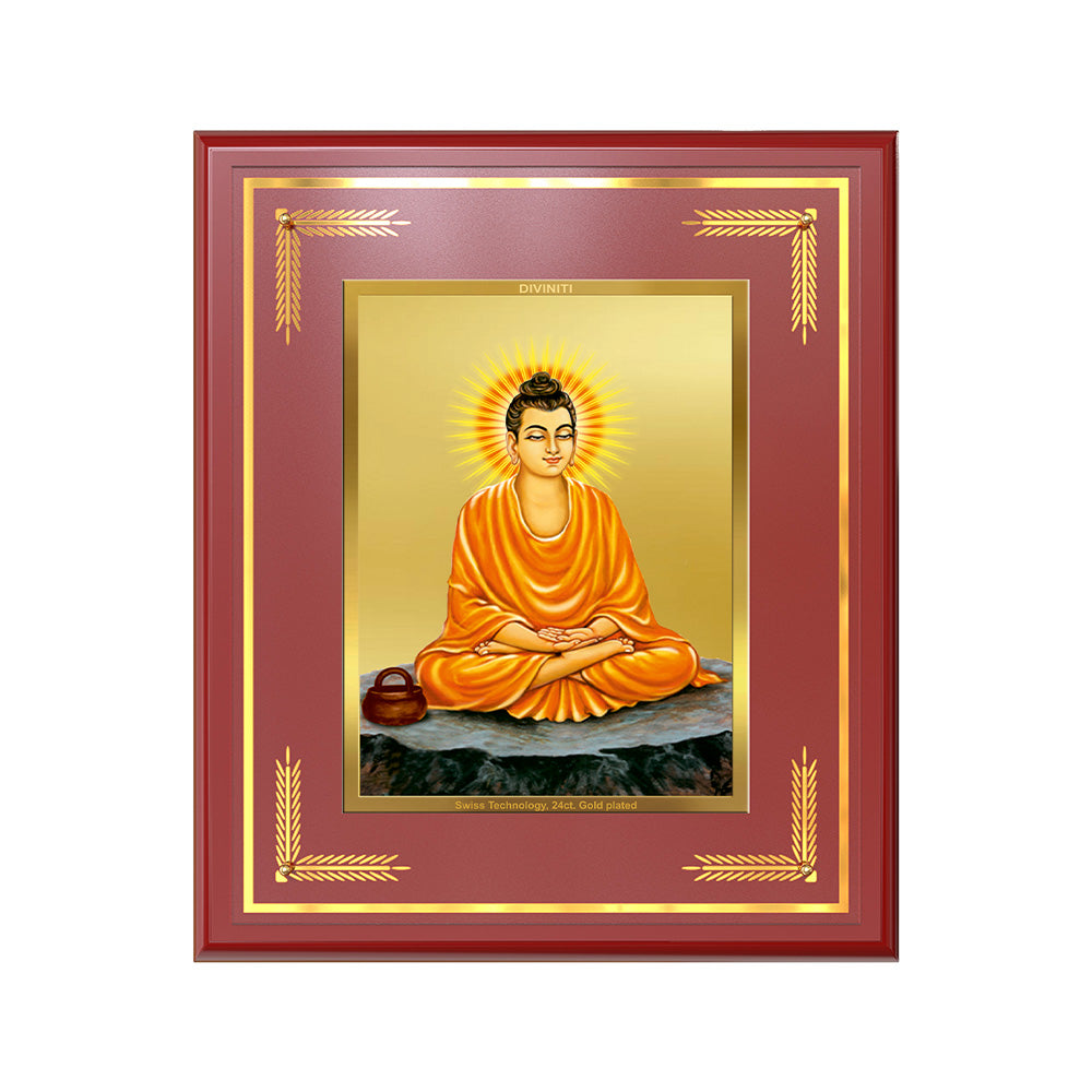 Lord Buddha| Car Dashbaord Wall & Tabletop Frame in 24K Gold Plated Foil