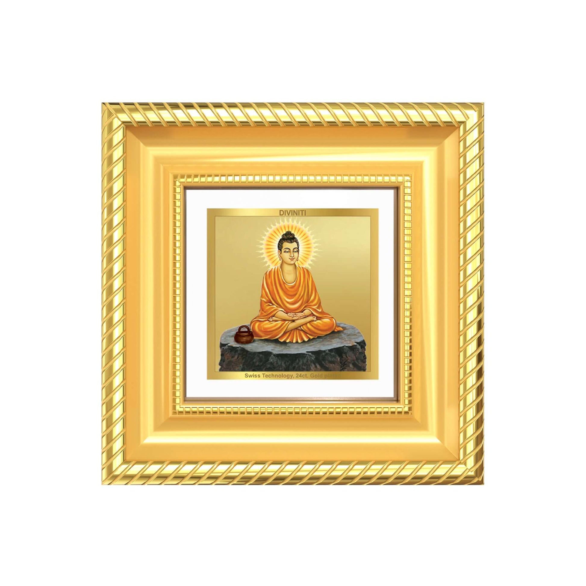 Lord Buddha Photo Frame in 24k gold plated foil