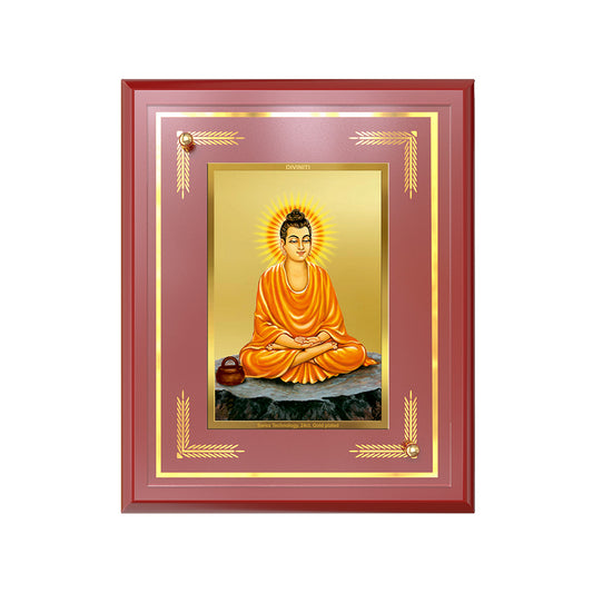Lord Buddha | Gautam Buddha Wall and Tabletop Photo Frame in 24K Gold Plated Foil