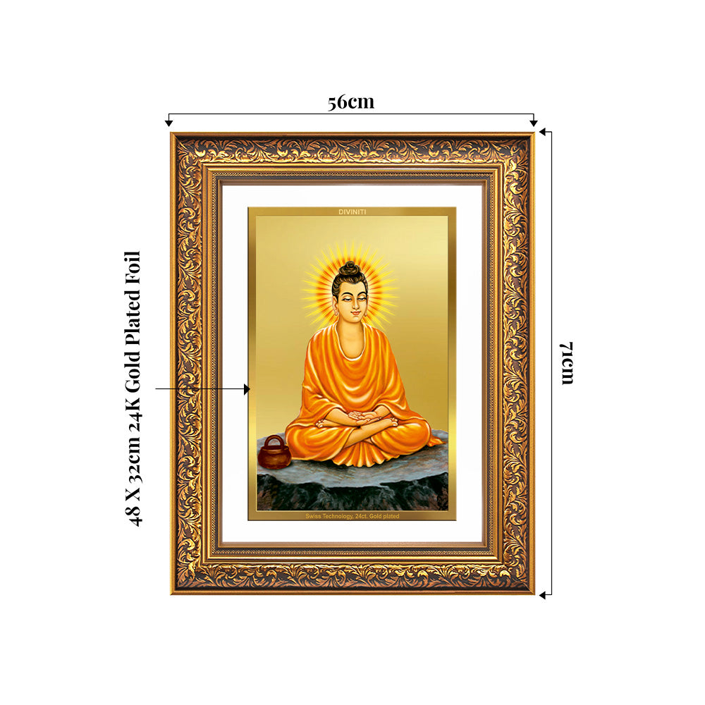 Lord Buddha | Gautam Buddha Wall Photo Frame in 24K Gold Plated Foil