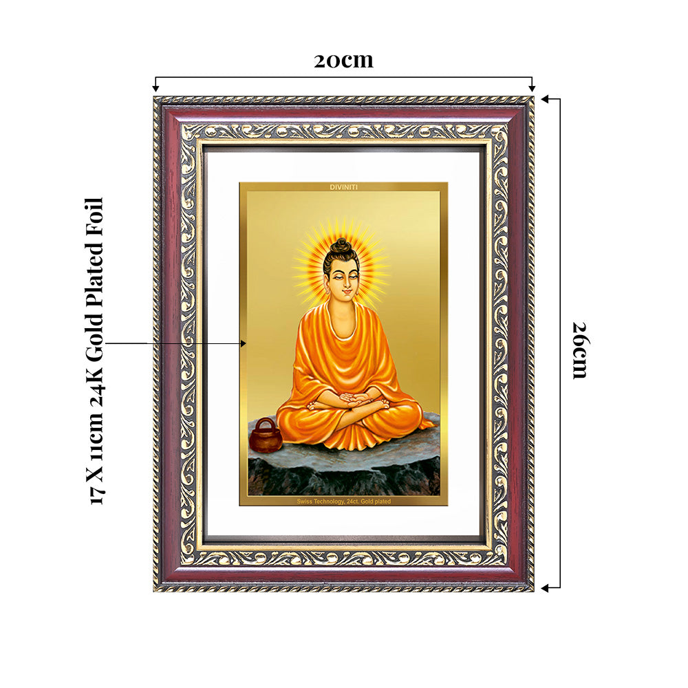 Lord Buddha | Gautam Buddha Wall and Tabletop Photo Frame in 24K Gold Plated Foil