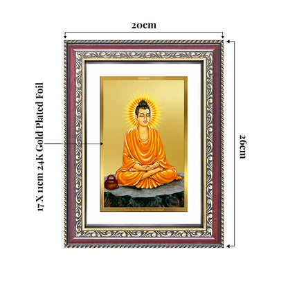 Lord Buddha | Gautam Buddha Wall and Tabletop Photo Frame in 24K Gold Plated Foil