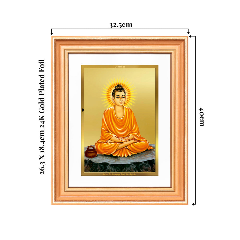 Lord Buddha| Car Dashbaord Wall & Tabletop Frame in 24K Gold Plated Foil