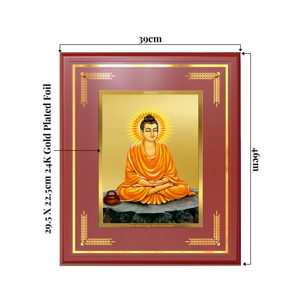 Lord Buddha| Car Dashbaord Wall & Tabletop Frame in 24K Gold Plated Foil