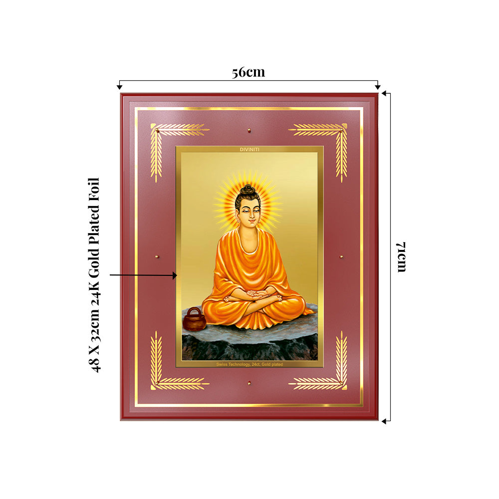 Lord Buddha | Gautam Buddha Wall Photo Frame in 24K Gold Plated Foil