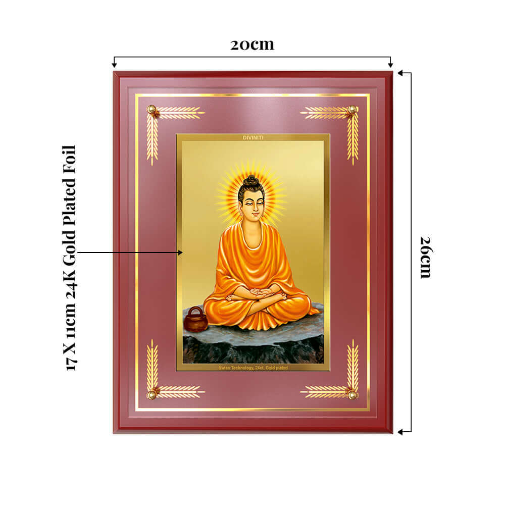 Lord Buddha Photo Frame showing dimensions