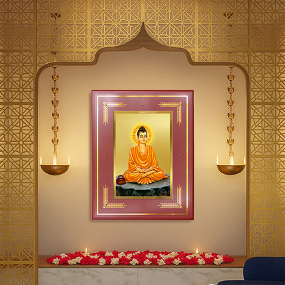 Lord Buddha | Gautam Buddha Wall Photo Frame in 24K Gold Plated Foil