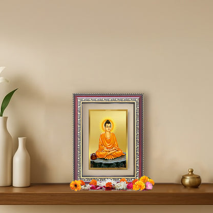 Lord Buddha | Gautam Buddha Wall and Tabletop Photo Frame in 24K Gold Plated Foil