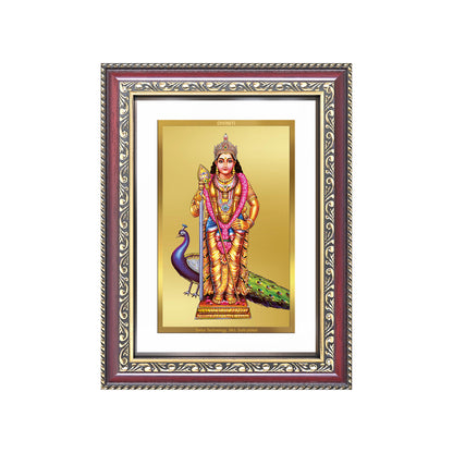 Lord Murugan | Divine Warrior God Wall and Tabletop Mount Photo Frame in 24K Gold Plated Foil