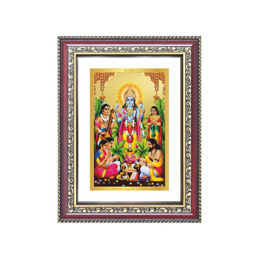 Lord Satyanarayana | Divine of Truth and Prosperity Wall and Tabletop Photo Frame in 24K Gold Plated Foil