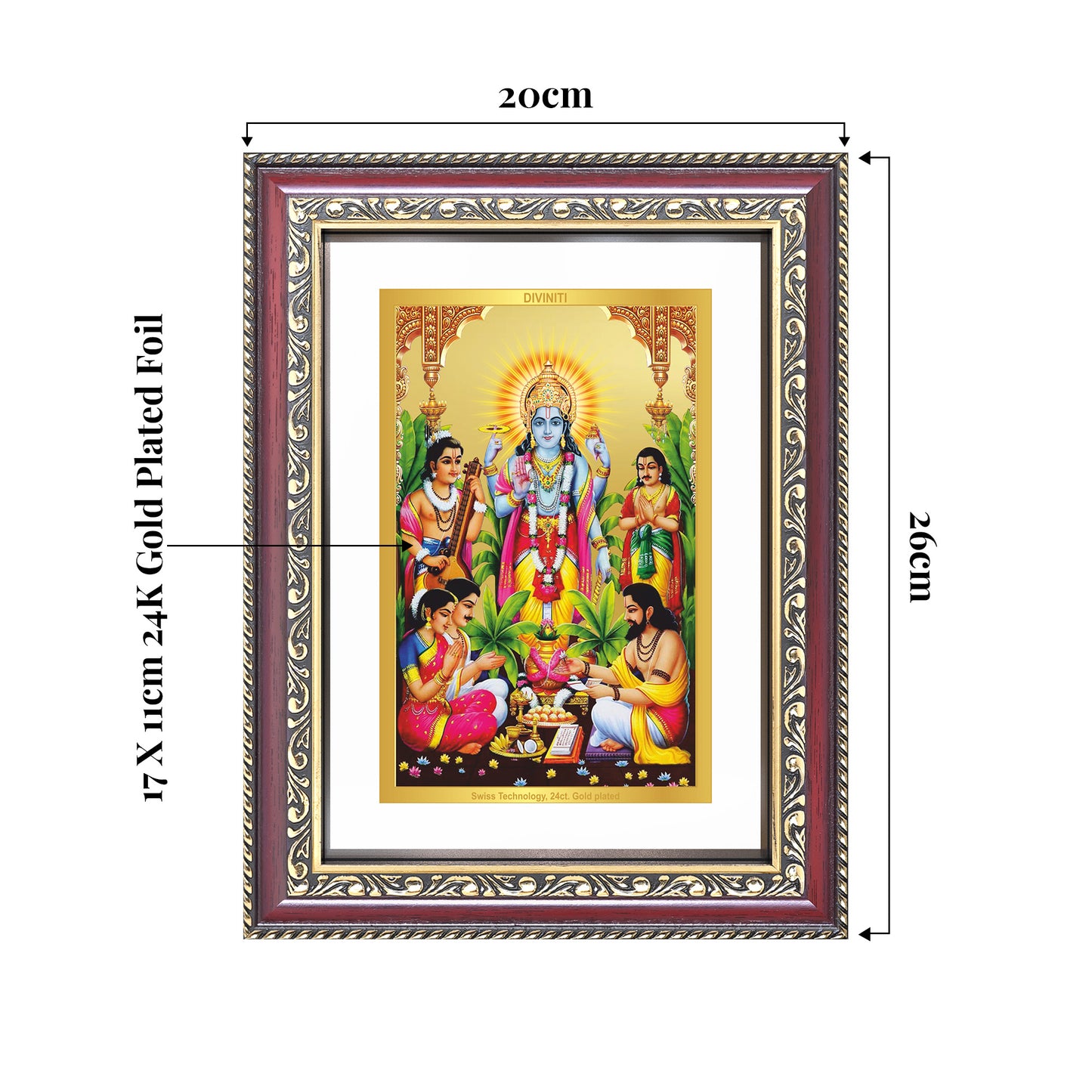 Lord Satyanarayana | Divine of Truth and Prosperity Wall and Tabletop Photo Frame in 24K Gold Plated Foil