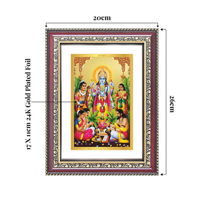 Lord Satyanarayana | Divine of Truth and Prosperity Wall and Tabletop Photo Frame in 24K Gold Plated Foil