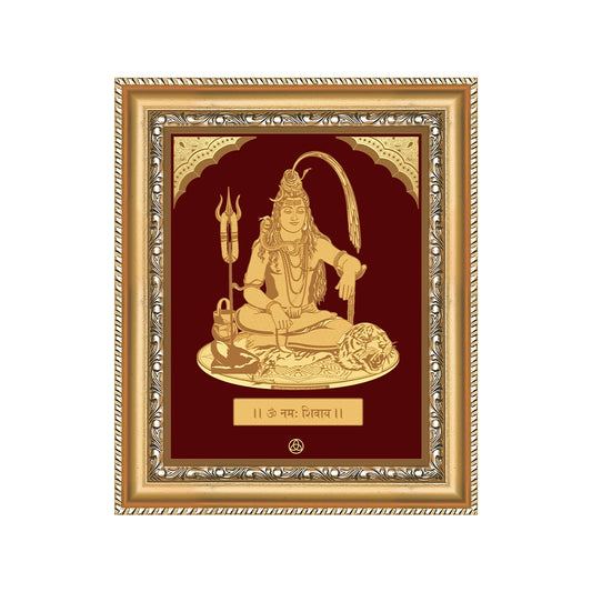 Lord Shiva wall hanging in 24K gold plated foil, depicting divine love and devotion in an elegant frame.