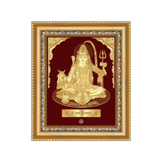 Lord Shiva with Nandi wall hanging in 24K gold plated foil, depicting divine love and devotion in an elegant frame.