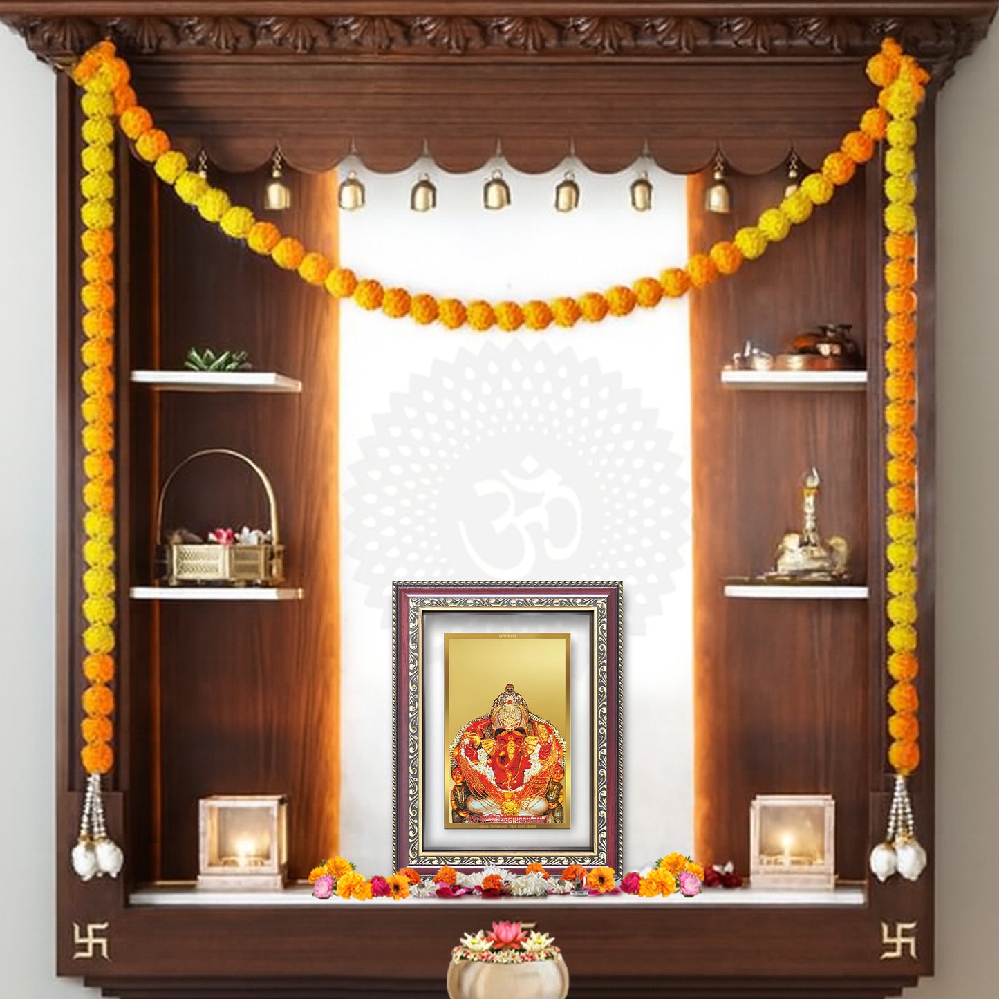 Lord Siddhivinayak | Ganesha Wall and Tabletop Photo Frame in 24K Gold Plated Foil