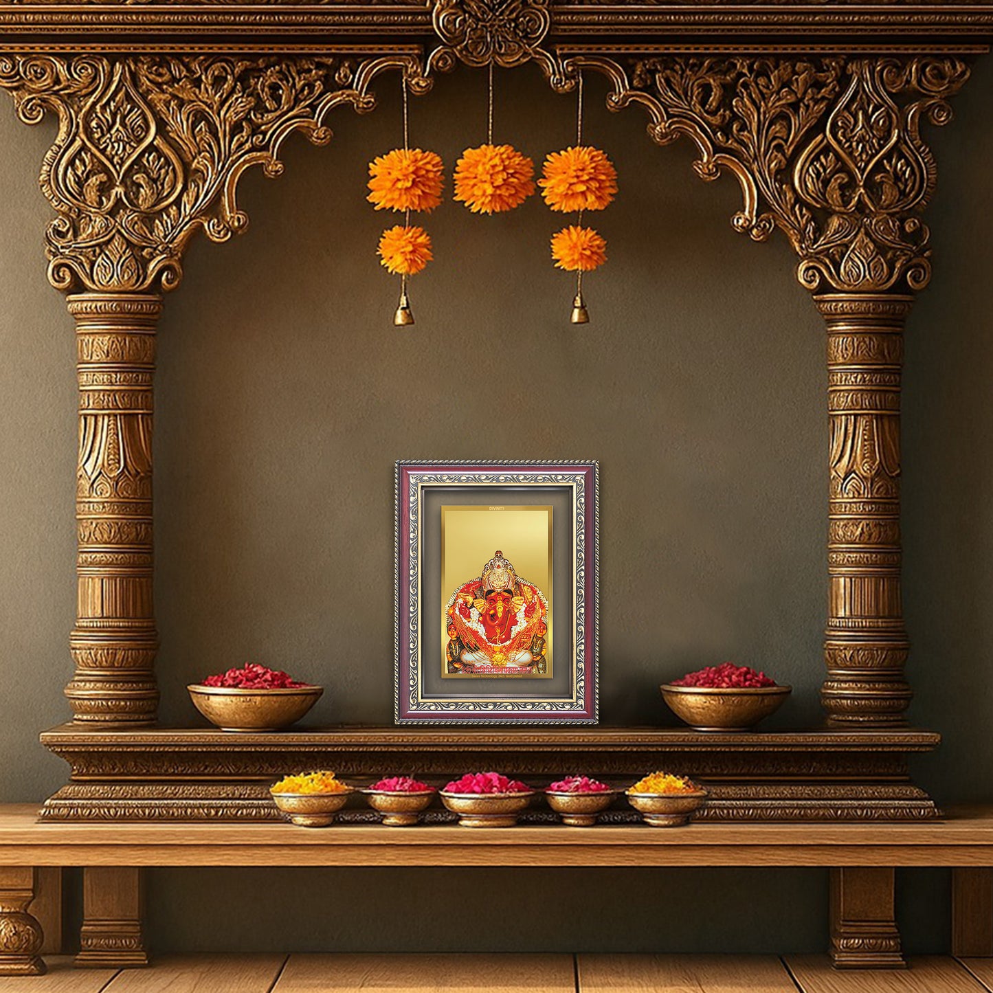 Lord Siddhivinayak | Ganesha Wall and Tabletop Photo Frame in 24K Gold Plated Foil