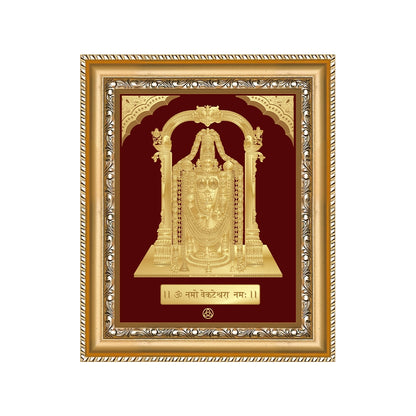 Lord Tirupati Balaji | Sri Venkateswara | Supreme Form of Vishnu from Tirumala Gold on Gold Wall Hanging Frame in 24K Gold Plated Foil