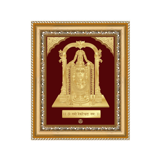 Lord Tirupati Balaji | Sri Venkateswara | Supreme Form of Vishnu from Tirumala Gold on Gold Wall Hanging Frame in 24K Gold Plated Foil