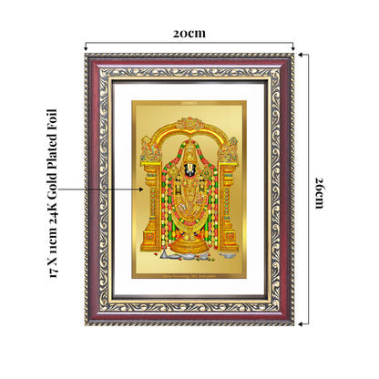 Lord Tirupati Balaji | Sri Venkateswara Wall and Tabletop Photo Frame in 24K Gold Plated Foil
