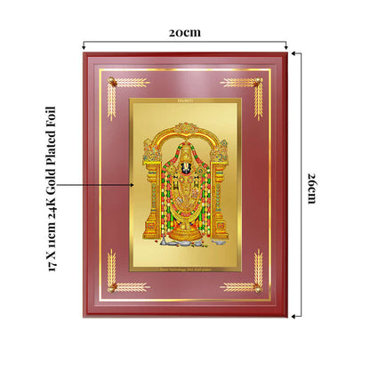 Lord Tirupati Balaji | Sri Venkateswara Wall and Tabletop Photo Frame in 24K Gold Plated Foil