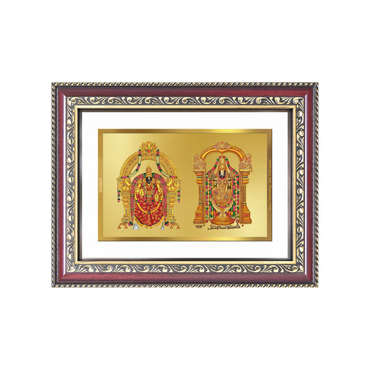 Lord Venkateswara Tirupati Balaji & Goddess Padmavati | Divine Couple Wall and Tabletop Photo Frame in 24K Gold Plated Foil