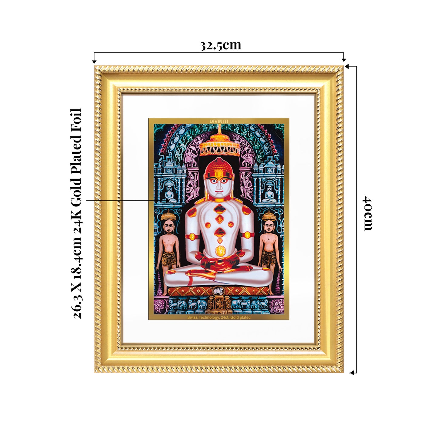 Adinath | Adishwara Tirthankara Rishabhanatha for Wall Mount Photo Frame in 24K Gold Plated Foil