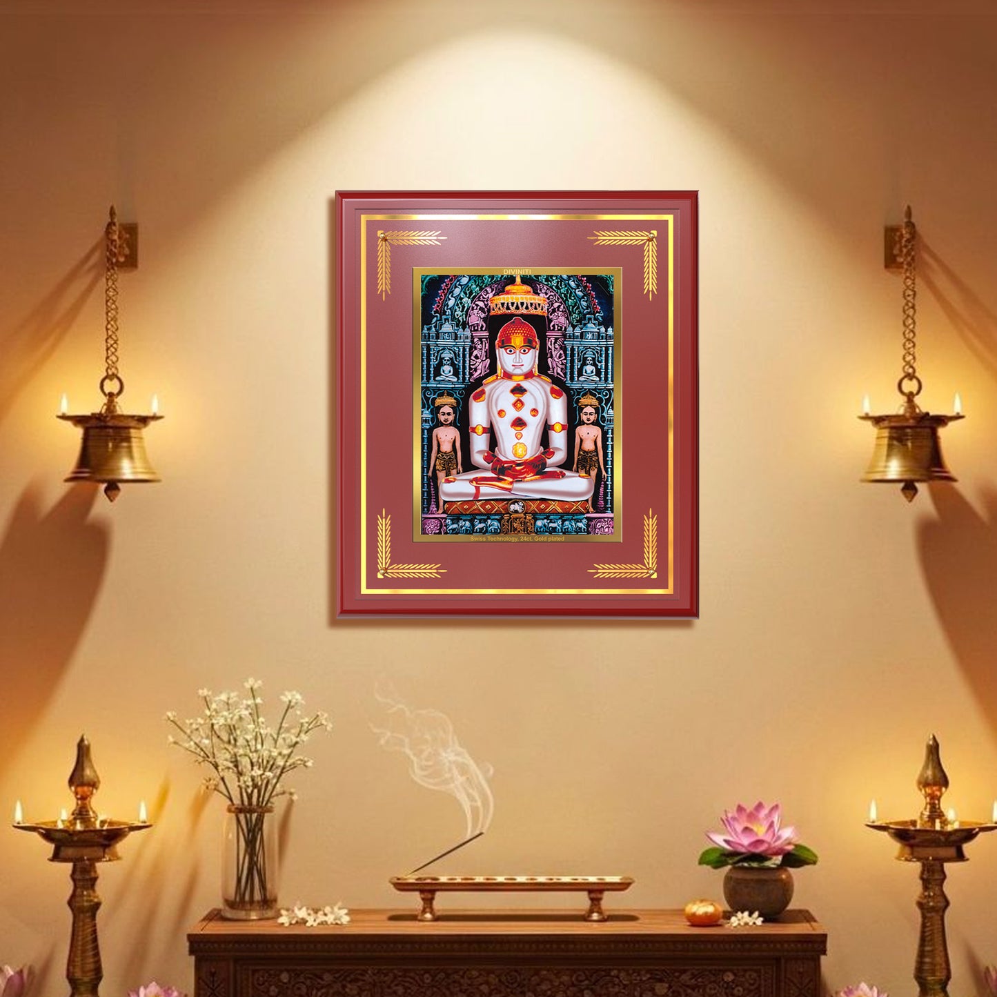 Adinath | Adishwara Tirthankara Rishabhanatha for Wall Mount Photo Frame in 24K Gold Plated Foil
