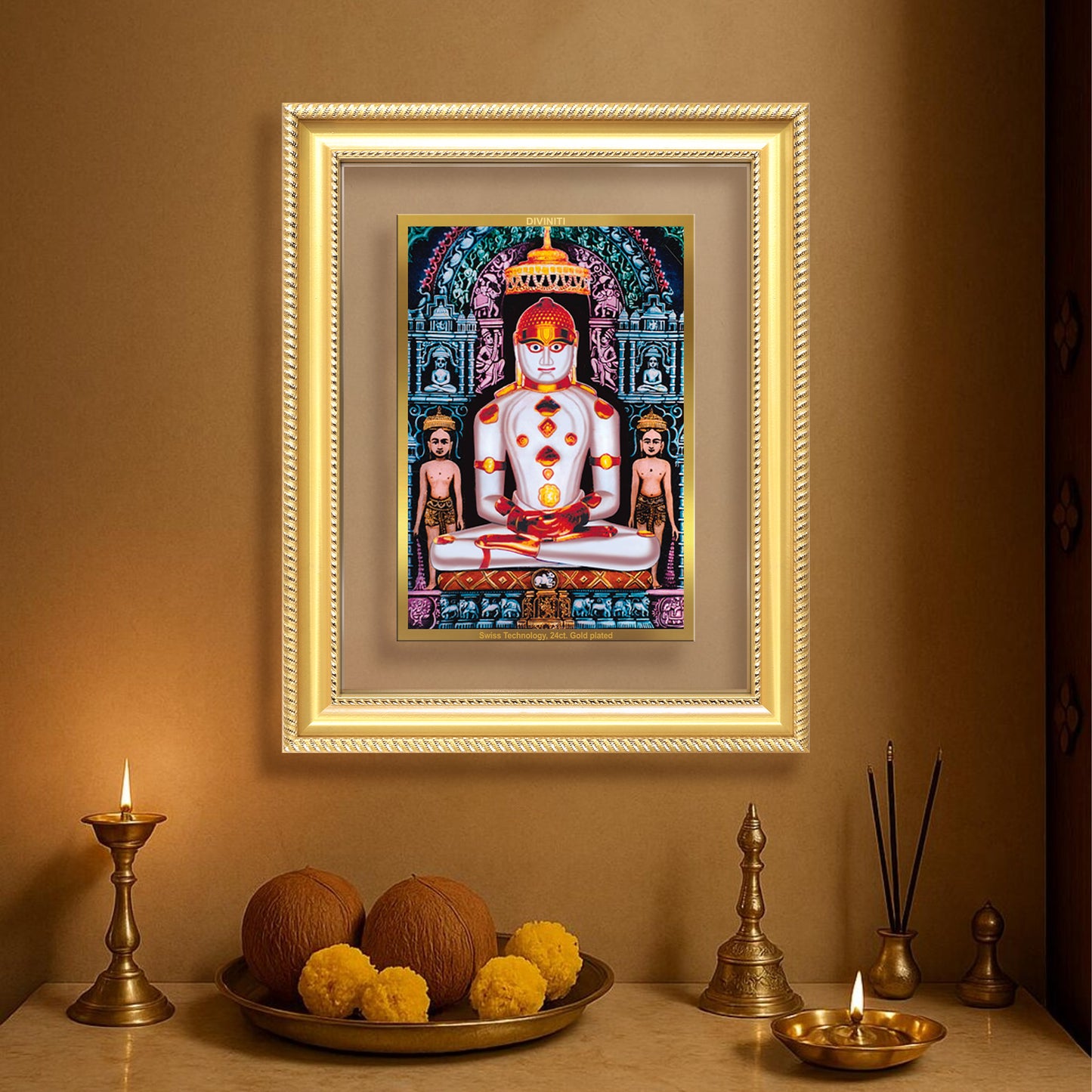 Adinath | Adishwara Tirthankara Rishabhanatha for Wall Mount Photo Frame in 24K Gold Plated Foil