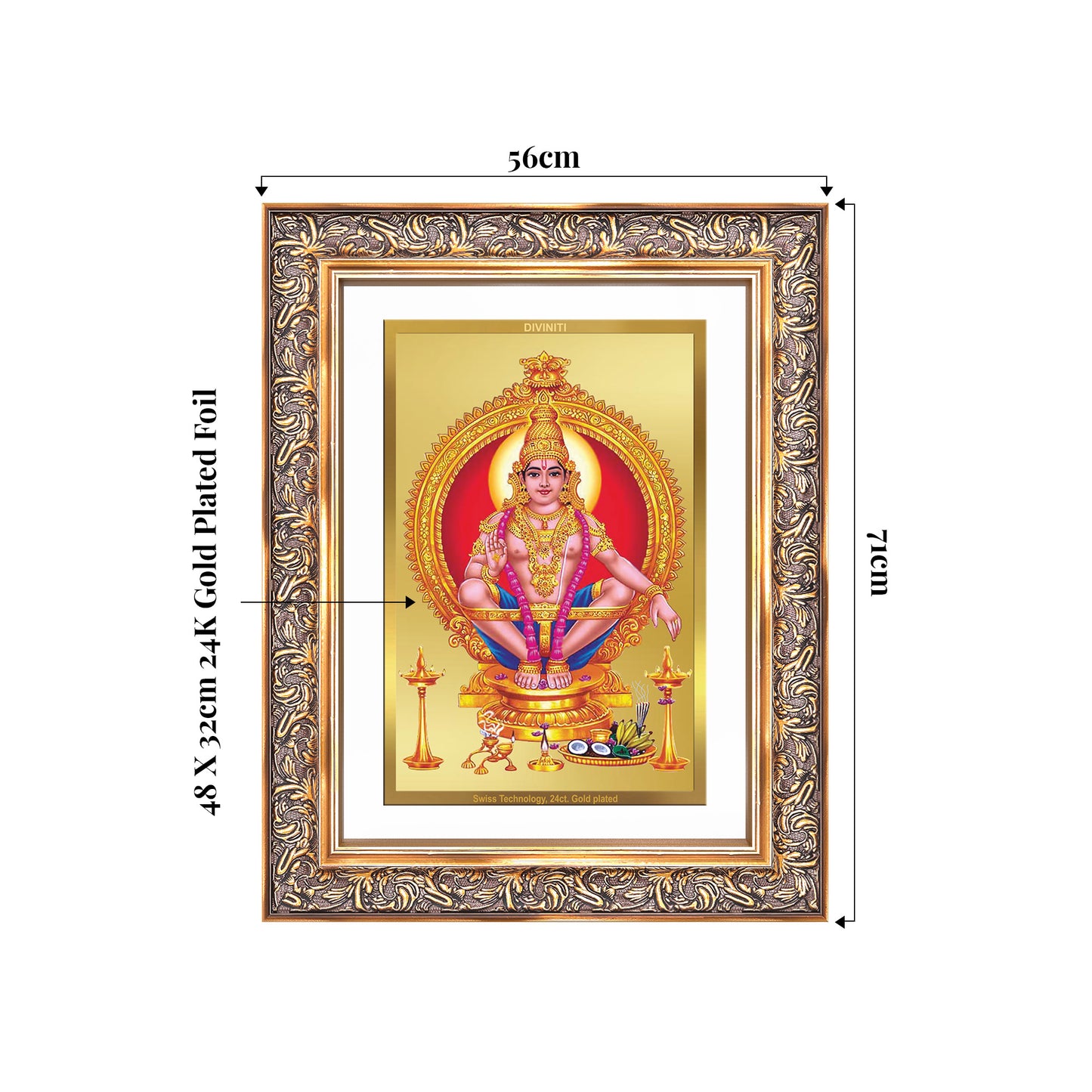 Lord Ayyappan | Hariharan for Wall Mount Photo Frame in 24K Gold Plated Foil