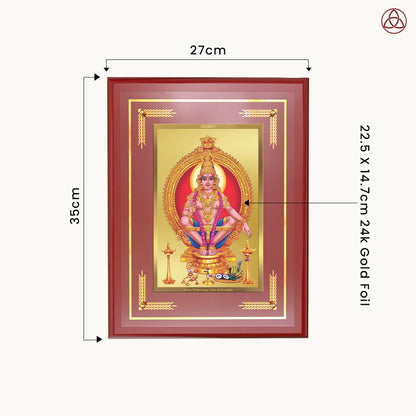 Lord Ayyappan | Hariharan Wall Photo Frame for Home Decor in 24K Gold Plated Foil