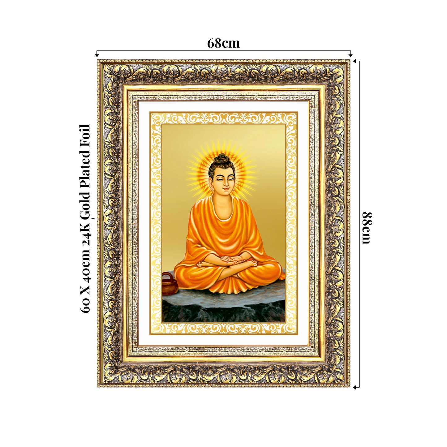 Lord Buddha |  Gautam Buddha | Wall Photo Frame in 24K Gold Plated Foil