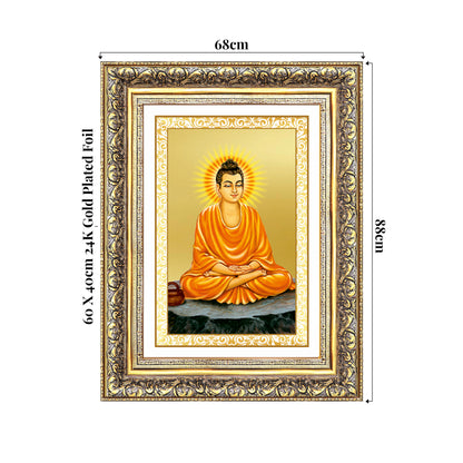 Lord Buddha |  Gautam Buddha | Wall Photo Frame in 24K Gold Plated Foil
