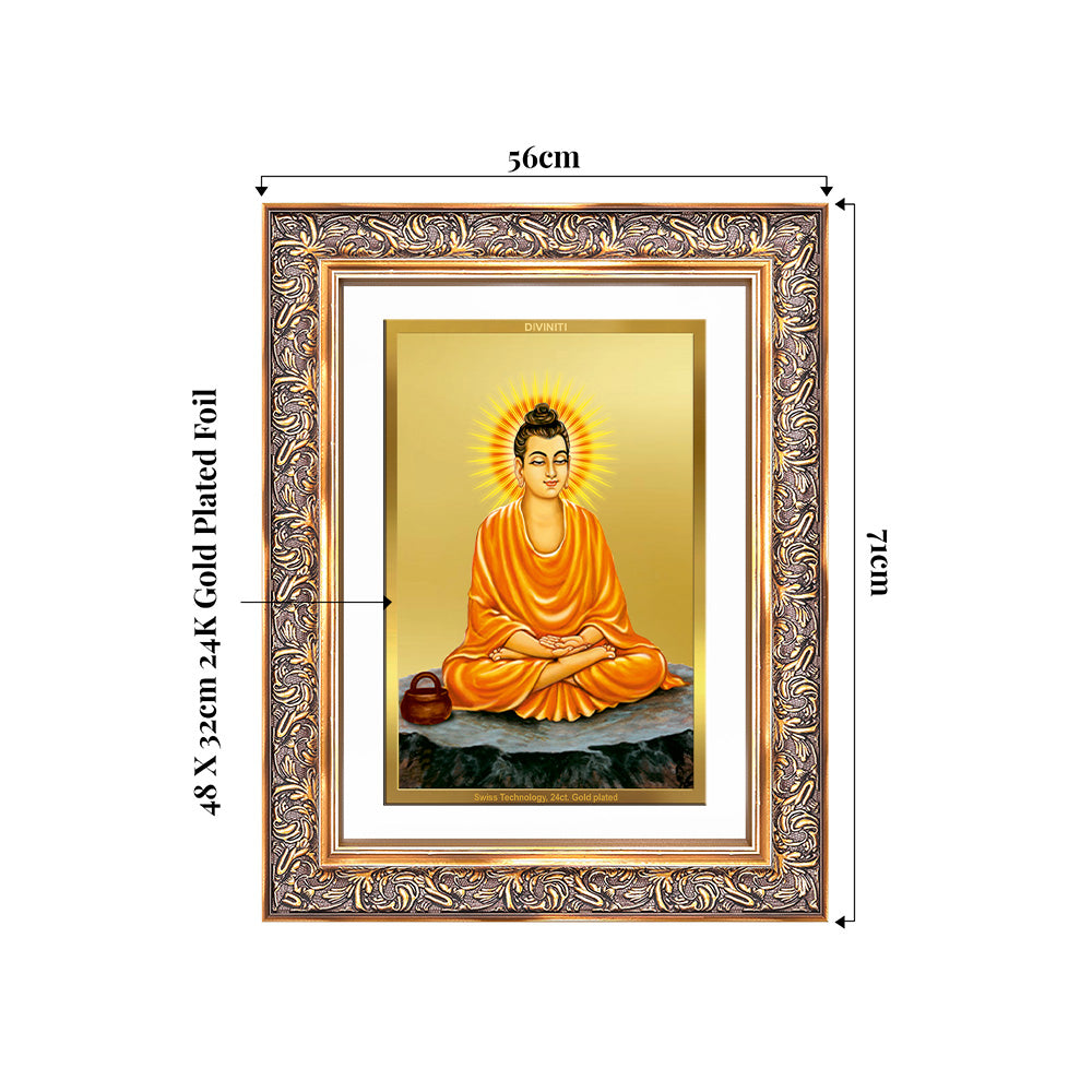 Lord Buddha | Gautam Buddha Wall Photo Frame in 24K Gold Plated Foil