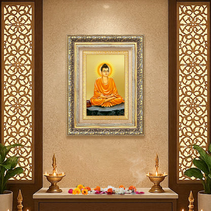 Lord Buddha |  Gautam Buddha | Wall Photo Frame in 24K Gold Plated Foil