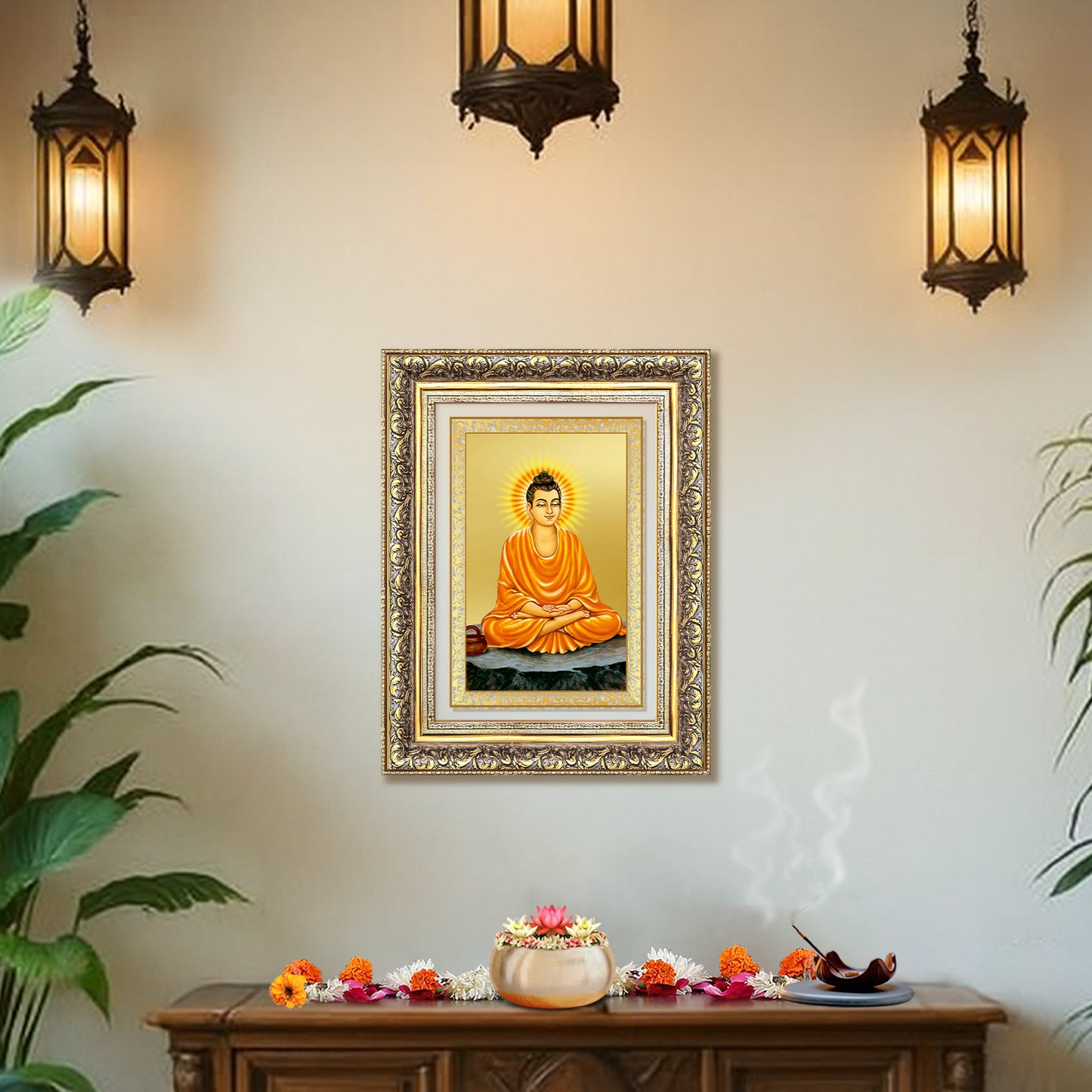 Lord Buddha |  Gautam Buddha | Wall Photo Frame in 24K Gold Plated Foil