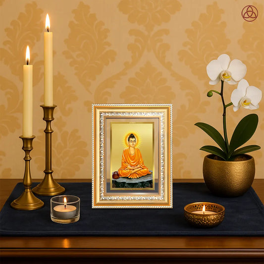 Lord Buddha| Wall & Tabletop Photo Frame in 24K Gold Plated Foil