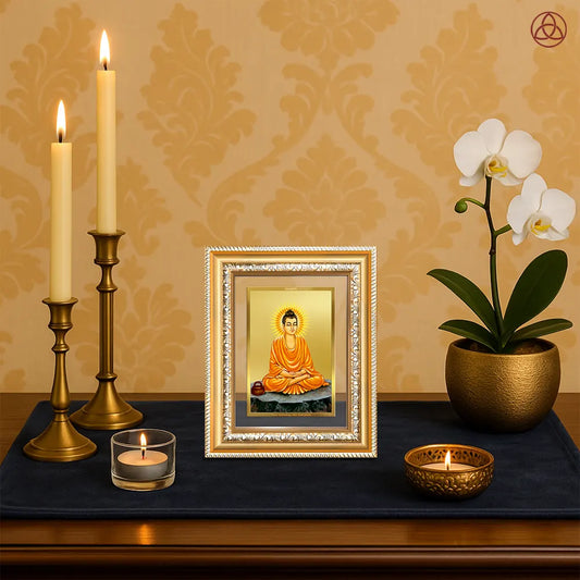 Lord Buddha| Wall & Tabletop Photo Frame in 24K Gold Plated Foil