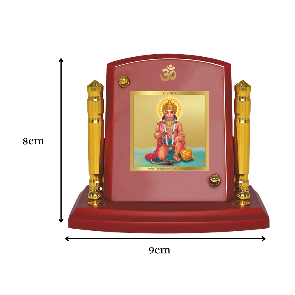 Lord Hanuman | Blessings Pose Car Dashboard Frame in 24K Gold Plated Foil