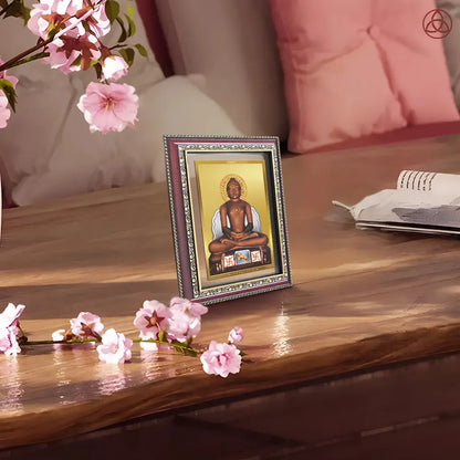 Lord Mahavira | Jain Tirthankara Wall & Tabletop Photo Frame in 24K Gold Plated Foil