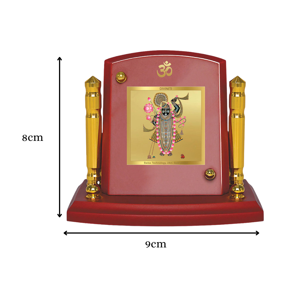 Lord Shrinathji | Divine Form of Krishna from Nathdwara Car Dashboard Frame in 24K Gold Plated Foil