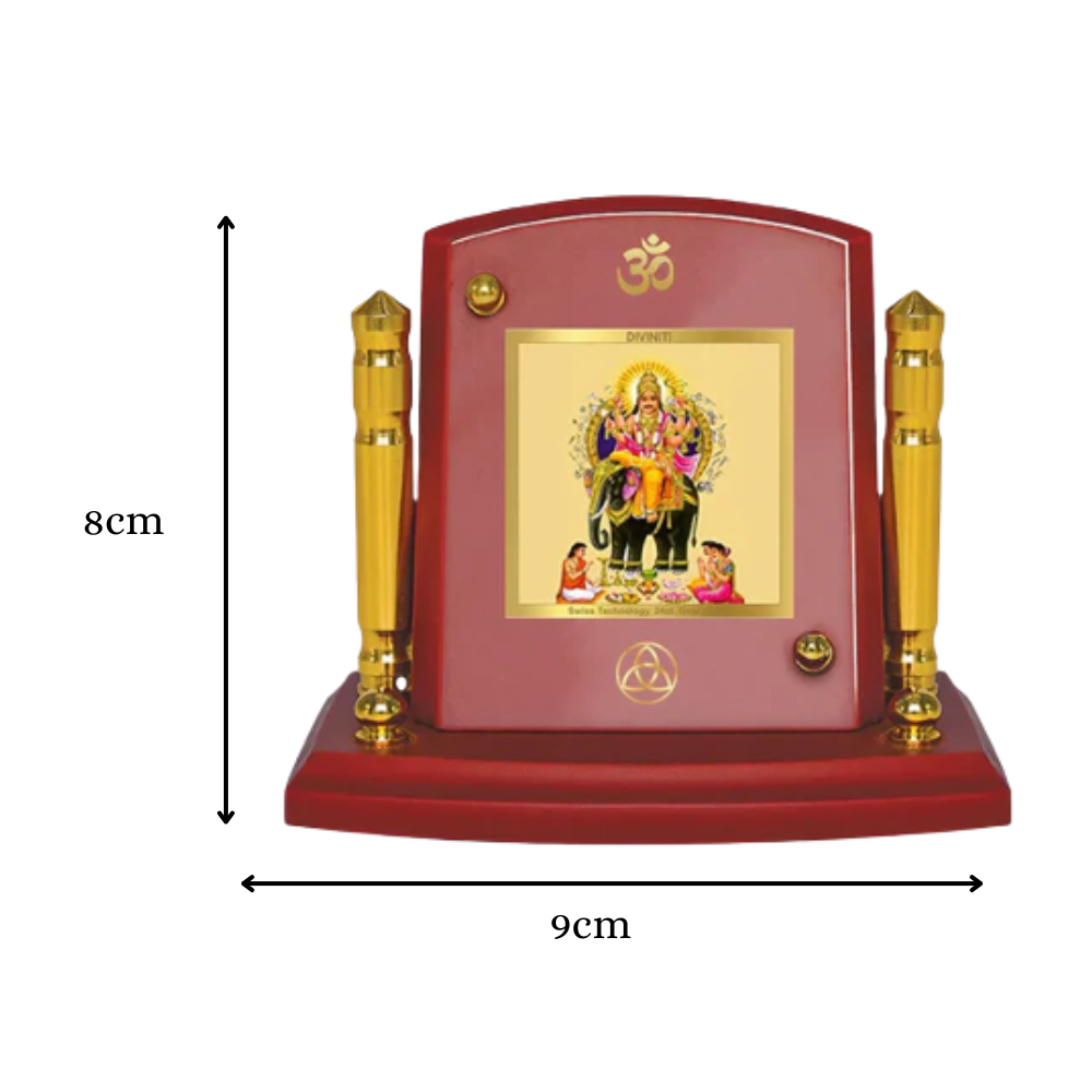 Lord Vishwakarma | Divine Architect of the Universe Car Dashboard Frame in 24K Gold Plated Foil