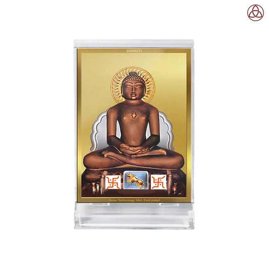 Lord Mahavira | Jain Tirthankara Car Dashboard Frame in 24K Gold Plated Foil