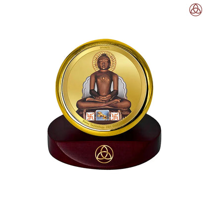 Lord Mahavira | Jain Tirthankara Car Dashboard Frame in 24K Gold Plated Foil