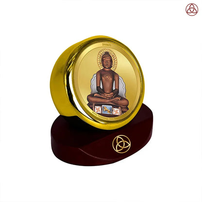 Lord Mahavira | Jain Tirthankara Car Dashboard Frame in 24K Gold Plated Foil